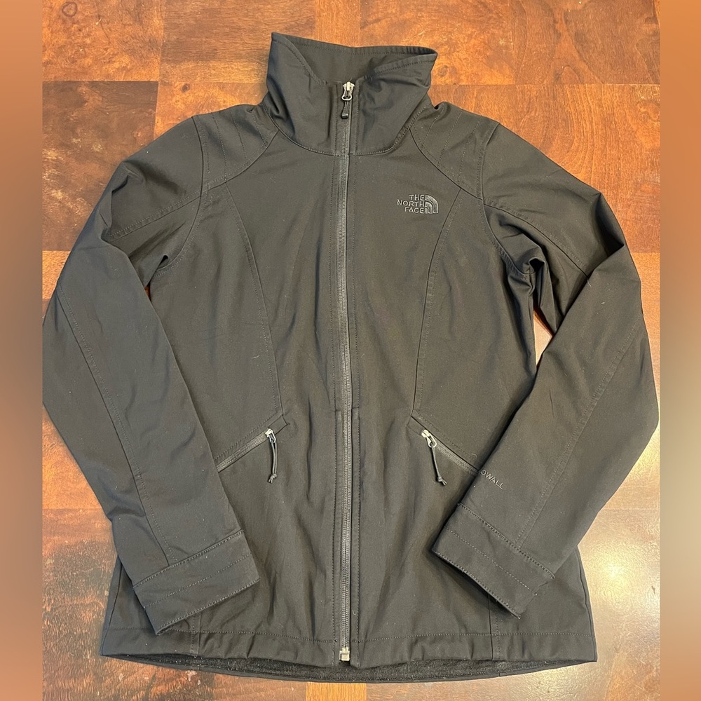 The North Face Womens S Windwall Black Soft-Shell Full Zip Inner Fleece Jacket